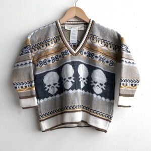 NWT Jens Pirate Booty Little Pirates Little Skull Sweater Neutral Hobo Blues Med